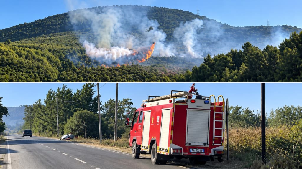 Manatia e Lezhës në flakë, zjarrfikësit në mbrojtje të banesave! Ndërhyrje nga ajri me helikopter