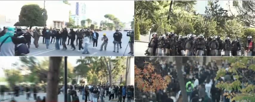 Studentët këngë e valle me daulle në bulevard, në krah mblidhen gurë për tjetër sulm ndaj Policisë!