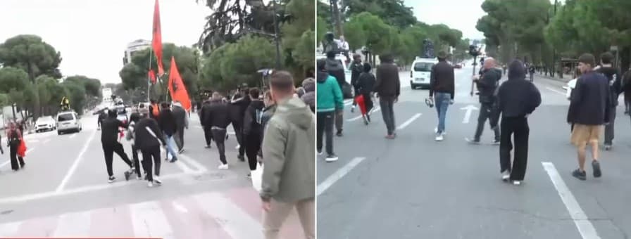 Studentët hedhin gurët dhe maskat, ngrenë ‘flamurin e bardhë’ dhe marshojnë paqësisht nga Ministria e Arsimit te Kryeministria!