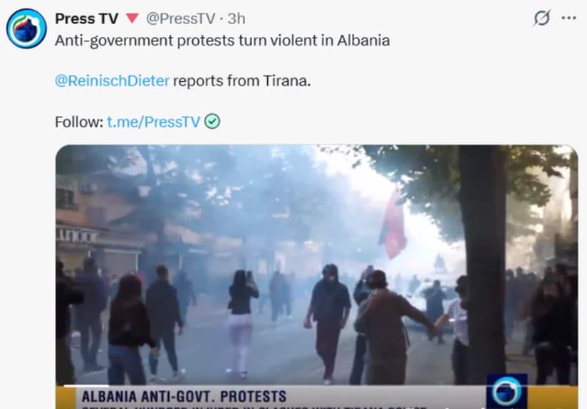 VIDEO/ Televizioni i Iranit i sanksionuar nga SHBA dhe BE, raporton për dhunën nga protesta në Tiranë!